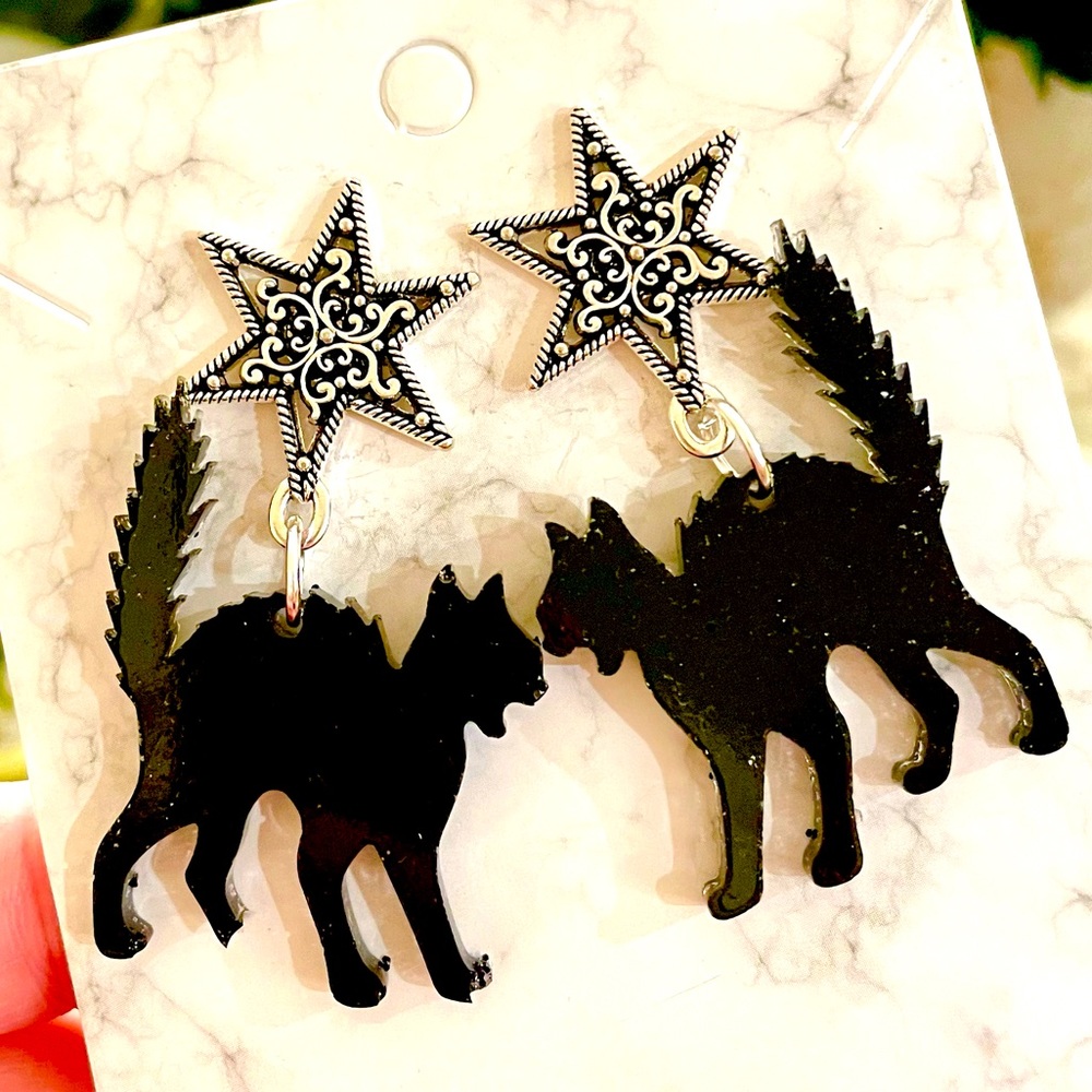 Acrylic Star Cat Earrings